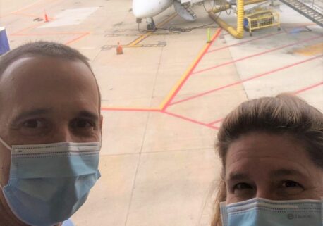 Stew and Lisa flying